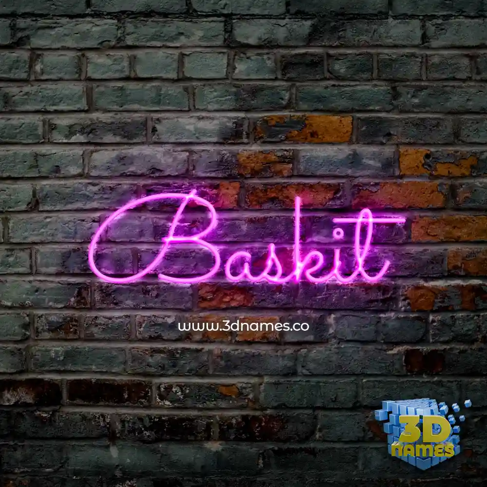 baskit in Pink Neon style - 3D name wallpaper