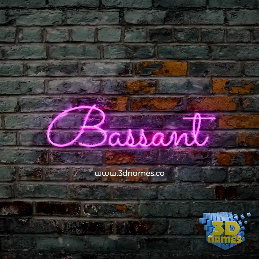 bassant in Pink Neon style - 3D name wallpaper