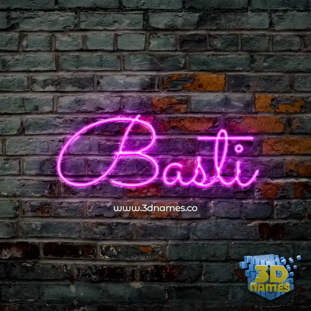 basti in Pink Neon style - 3D name wallpaper