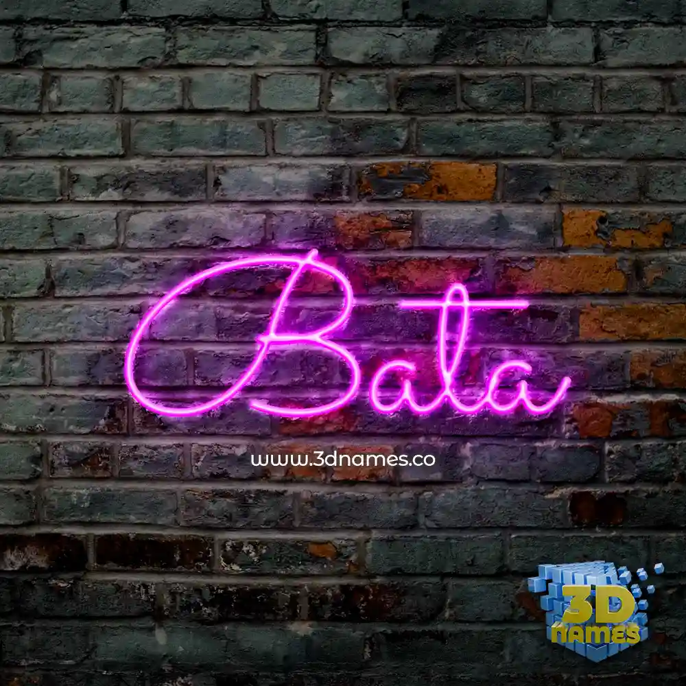 bata in Pink Neon style - 3D name wallpaper