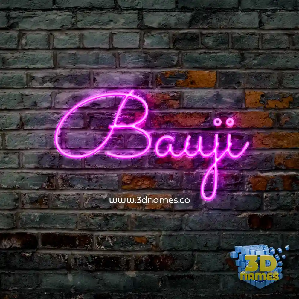 bauji in Pink Neon style - 3D name wallpaper