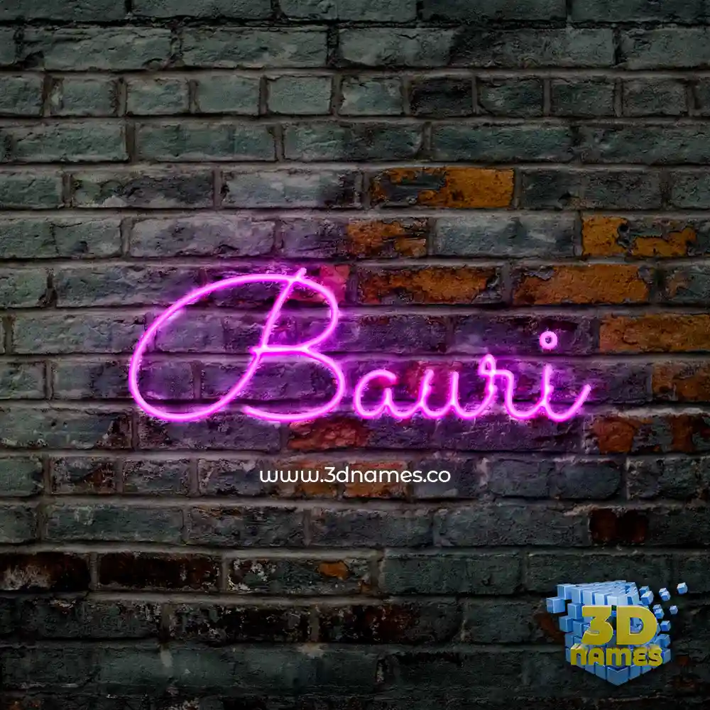 bauri in Pink Neon style - 3D name wallpaper