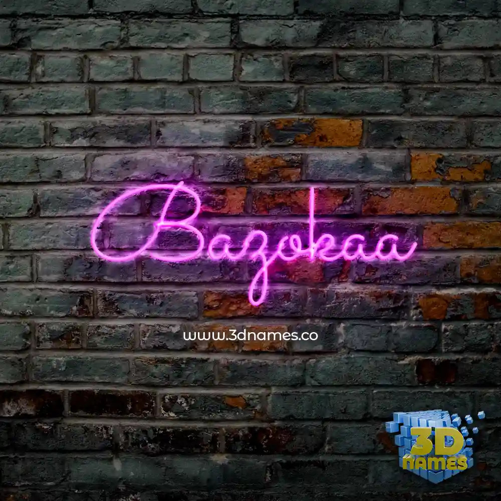 bazokaa in Pink Neon style - 3D name wallpaper