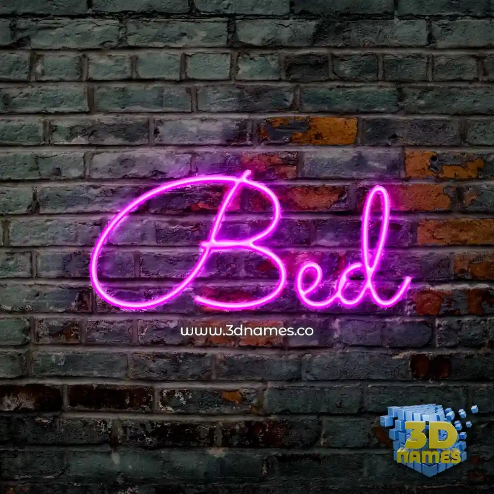 bed in Pink Neon style - 3D name wallpaper