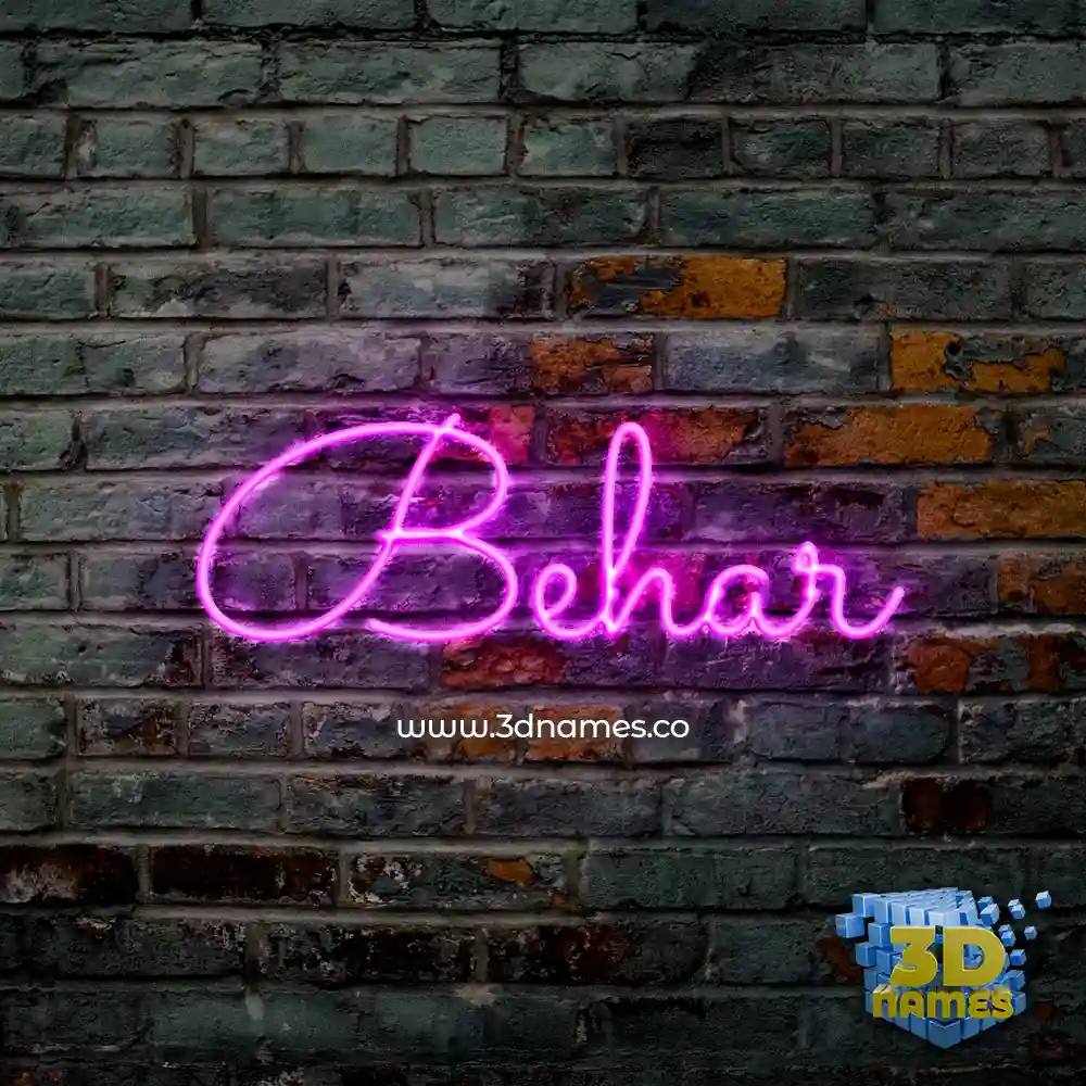 behar in Pink Neon style - 3D name wallpaper