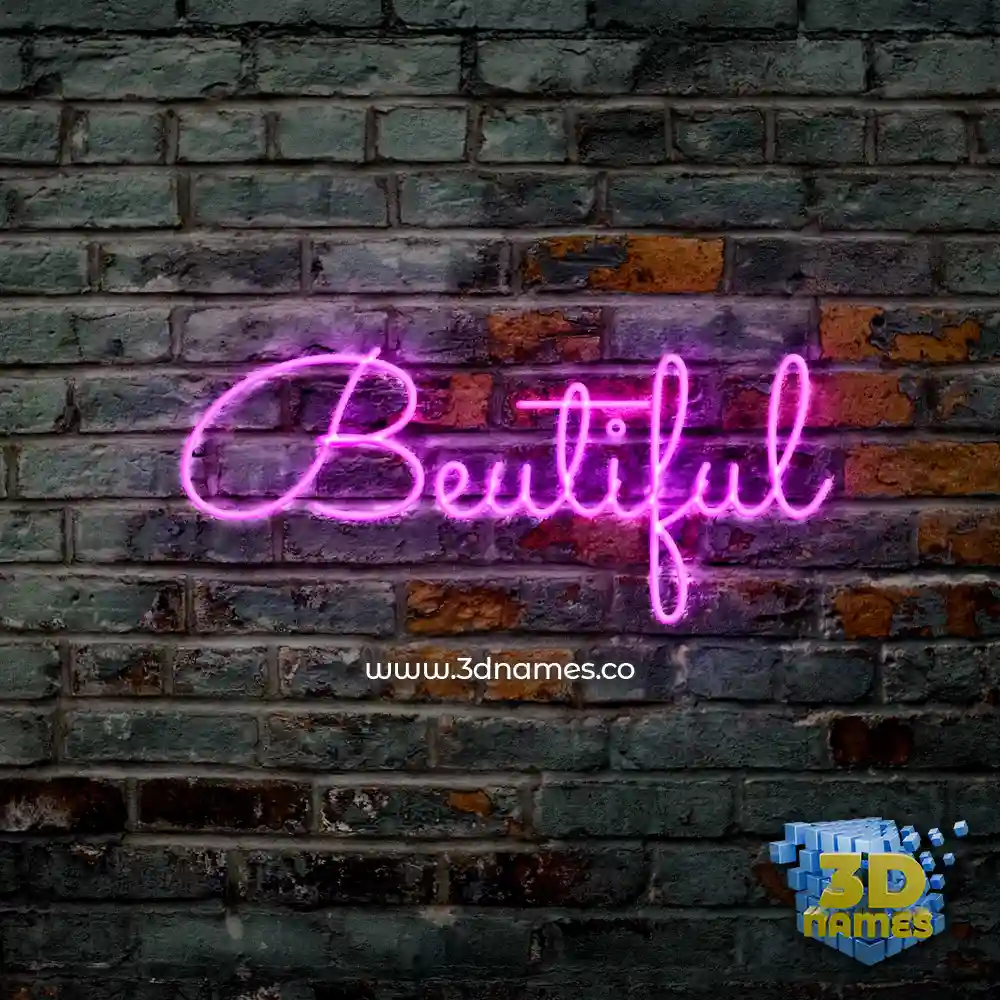 beutiful in Pink Neon style - 3D name wallpaper