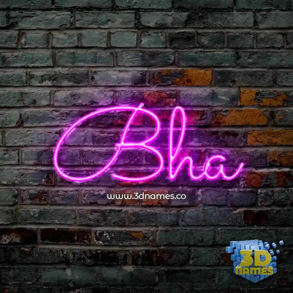 bha in Pink Neon style - 3D name wallpaper