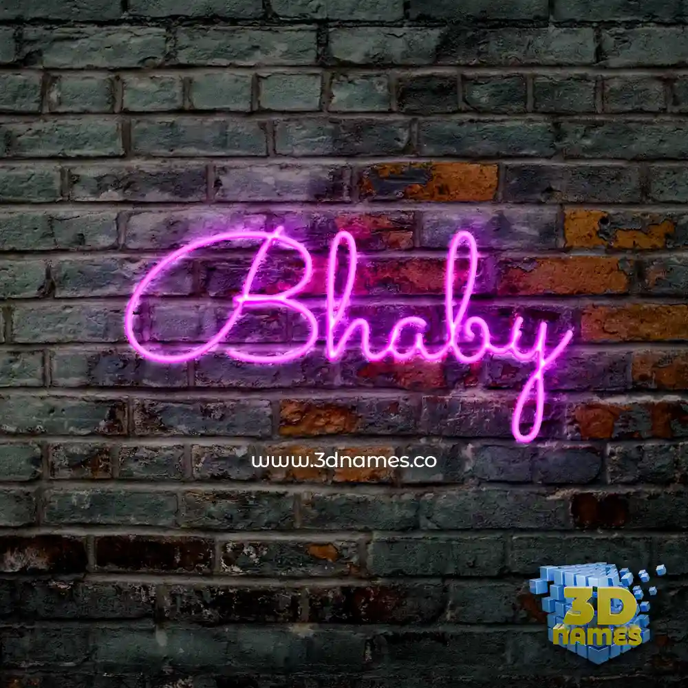 bhaby in Pink Neon style - 3D name wallpaper
