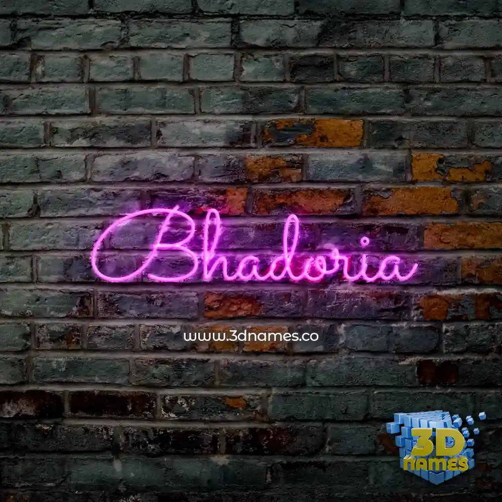 bhadoria in Pink Neon style - 3D name wallpaper
