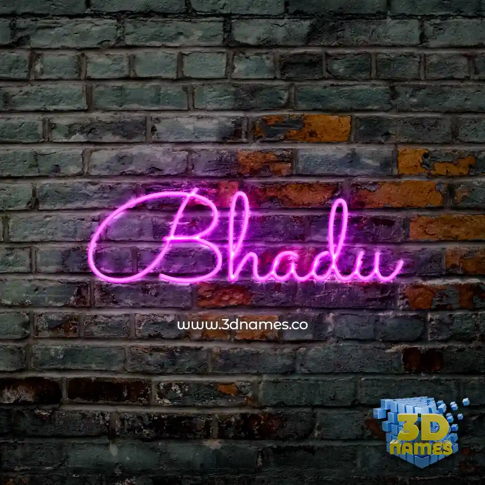 bhadu in Pink Neon style - 3D name wallpaper