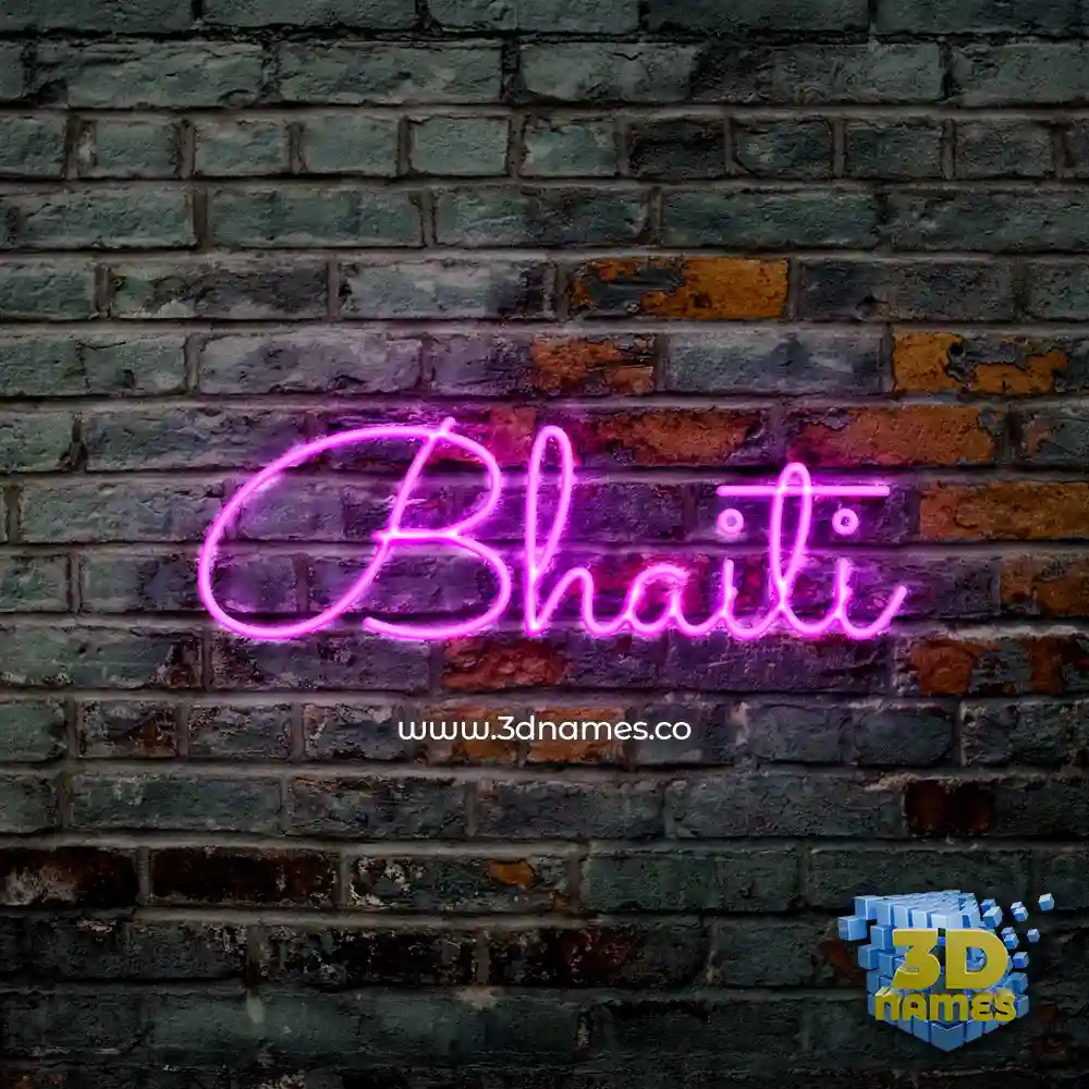 bhaiti in Pink Neon style - 3D name wallpaper