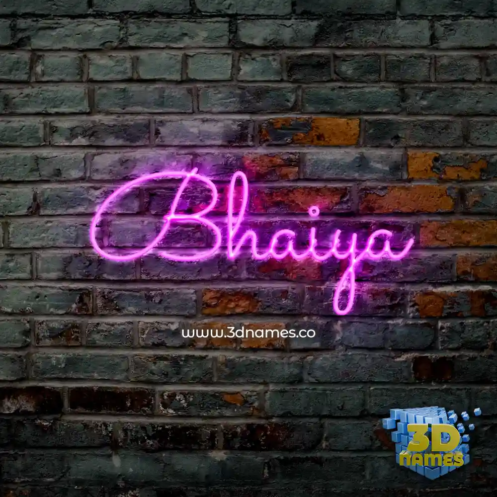 bhaiya in Pink Neon style - 3D name wallpaper