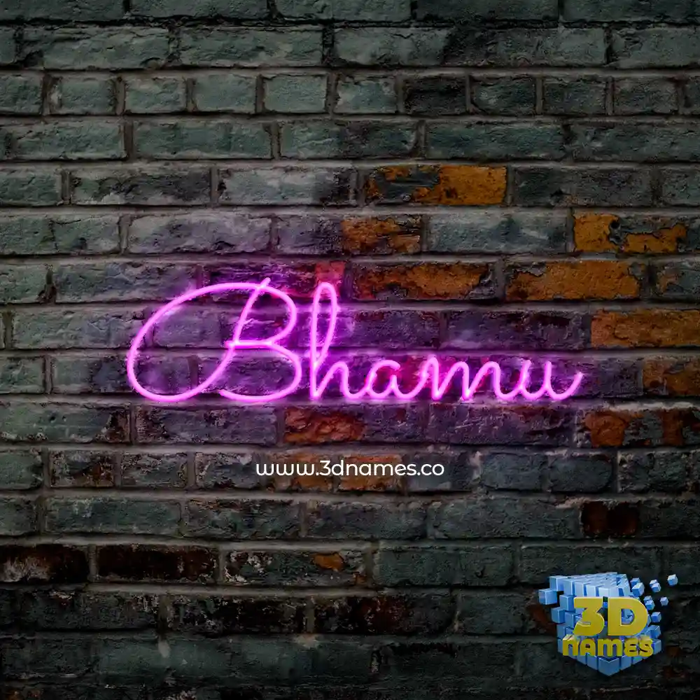 bhamu in Pink Neon style - 3D name wallpaper