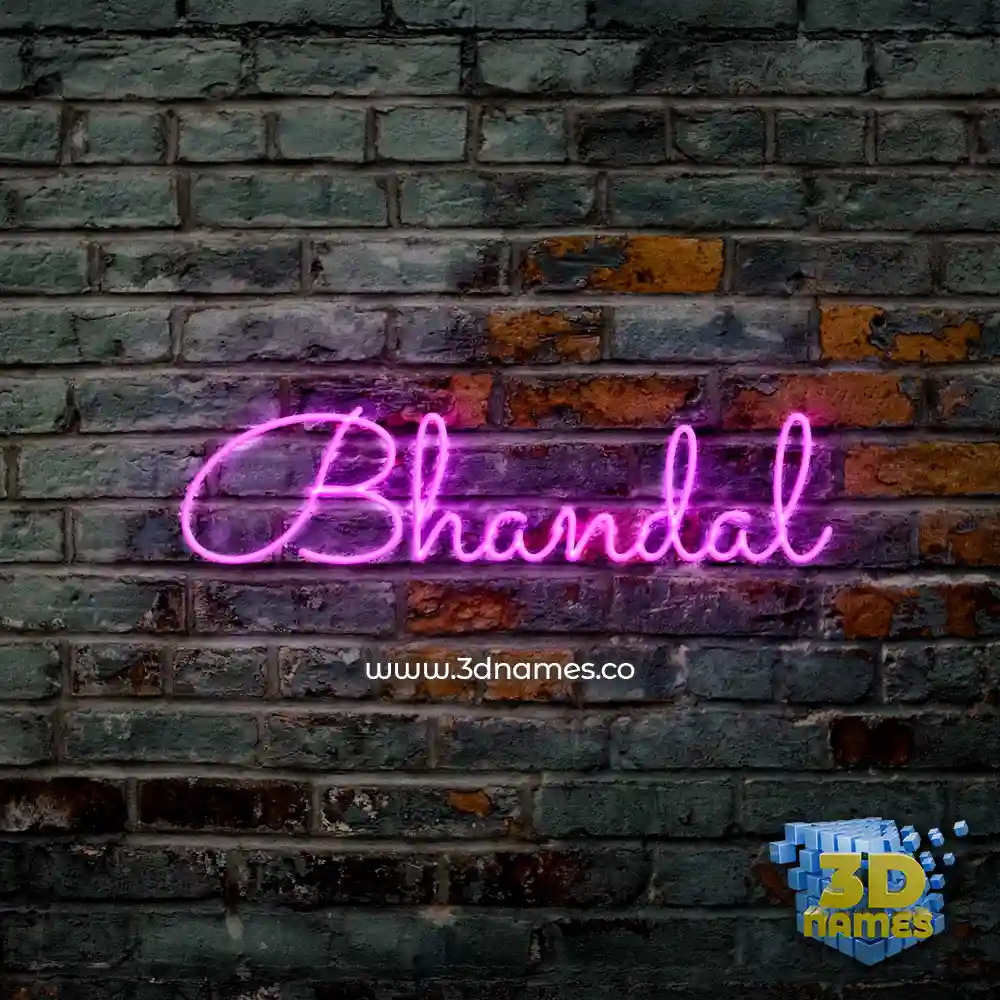 bhandal in Pink Neon style - 3D name wallpaper