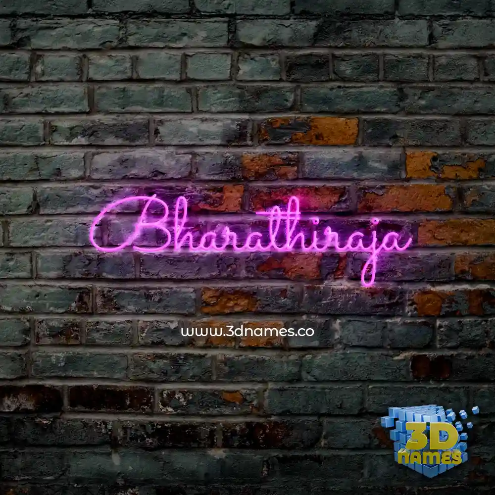 bharathiraja in Pink Neon style - 3D name wallpaper