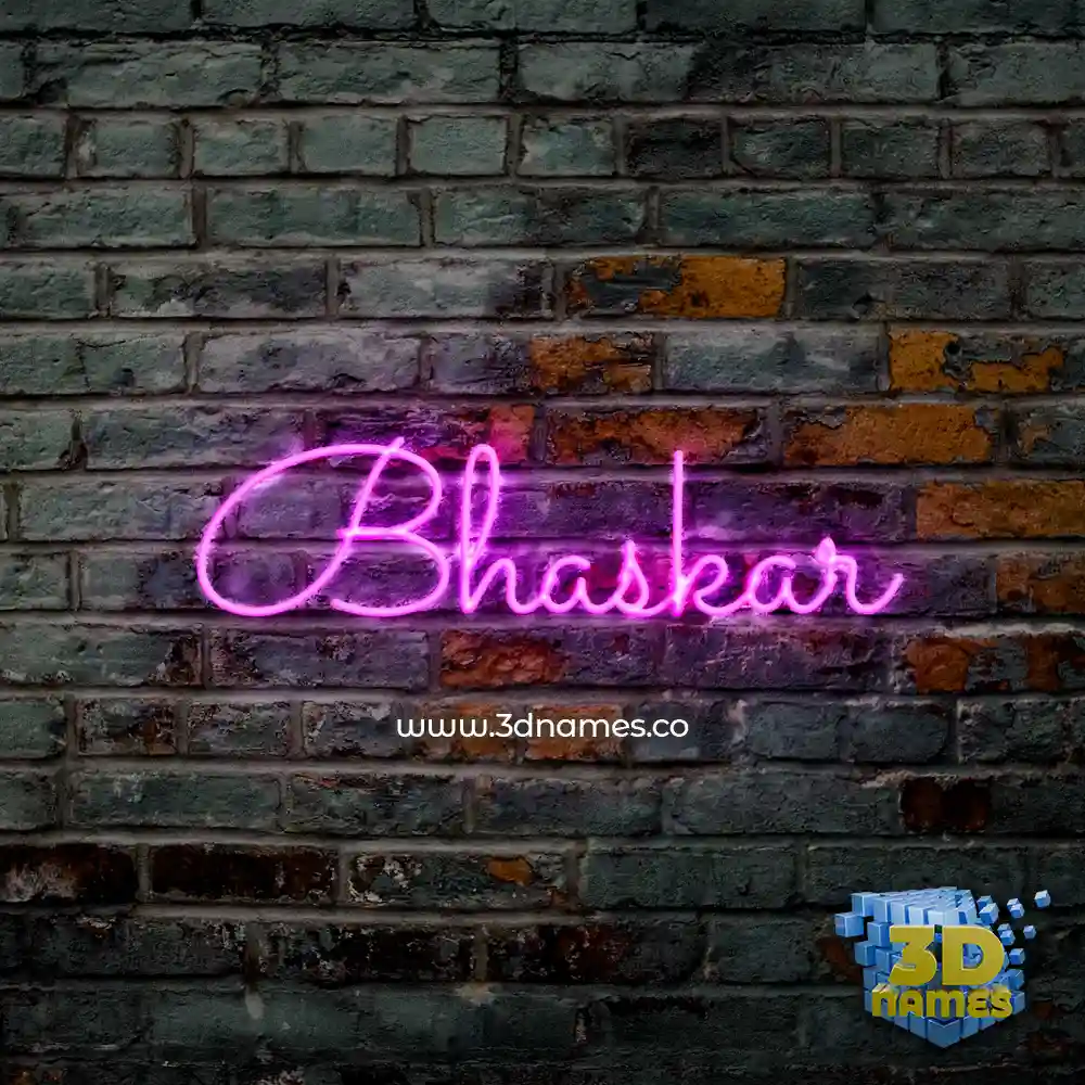 bhaskar in Pink Neon style - 3D name wallpaper