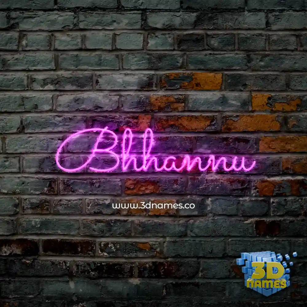 bhhannu in Pink Neon style - 3D name wallpaper