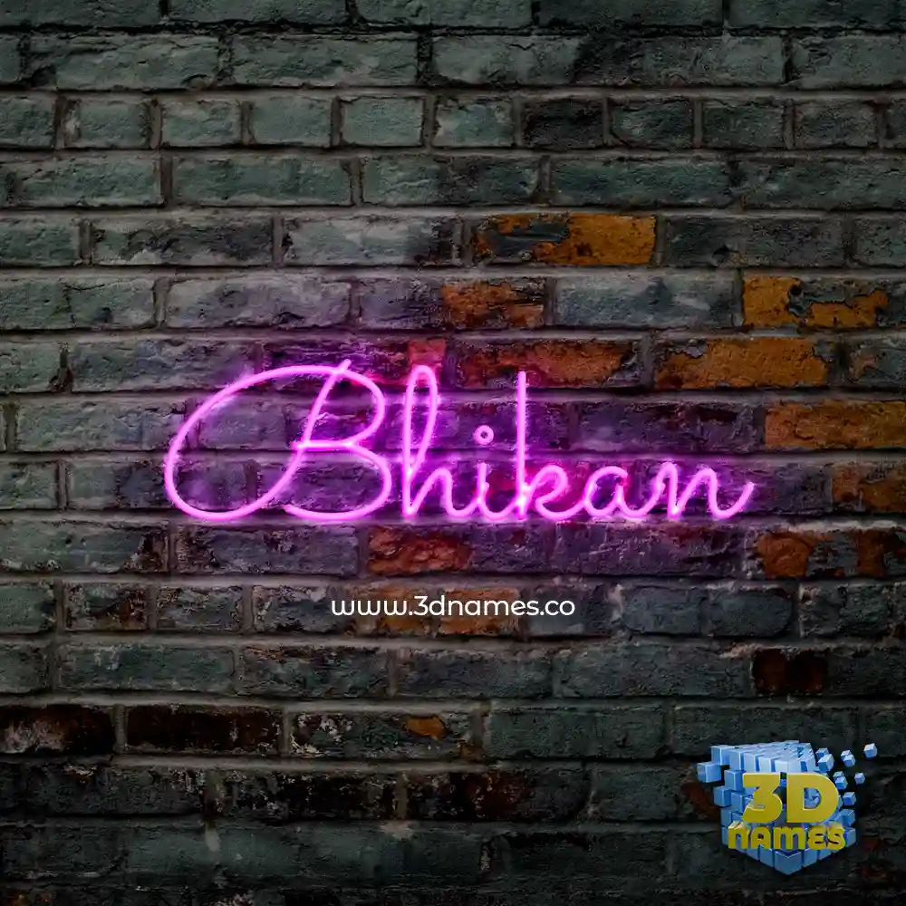 bhikan in Pink Neon style - 3D name wallpaper