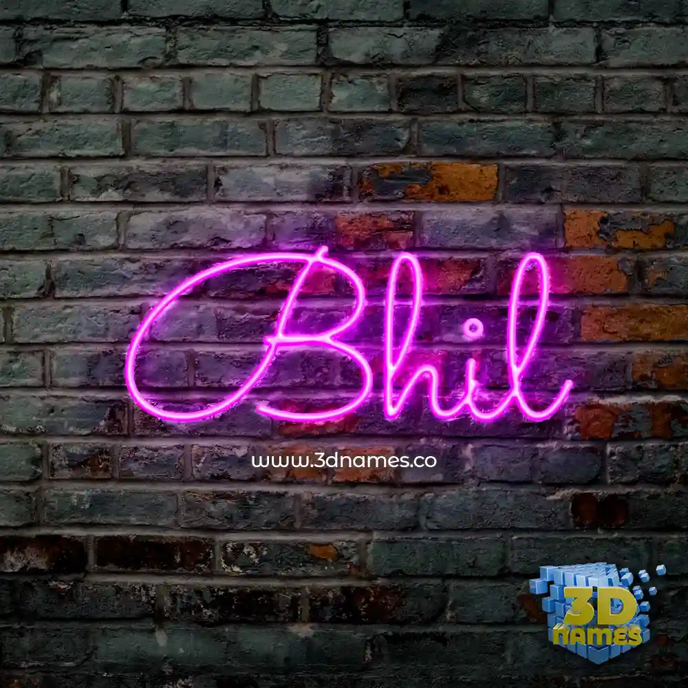 bhil in Pink Neon style - 3D name wallpaper