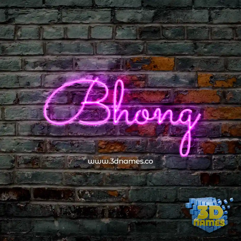 bhong in Pink Neon style - 3D name wallpaper