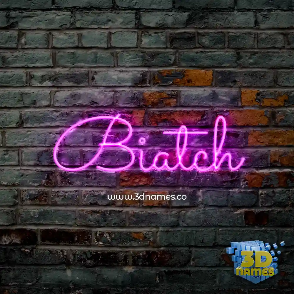 biatch in Pink Neon style - 3D name wallpaper