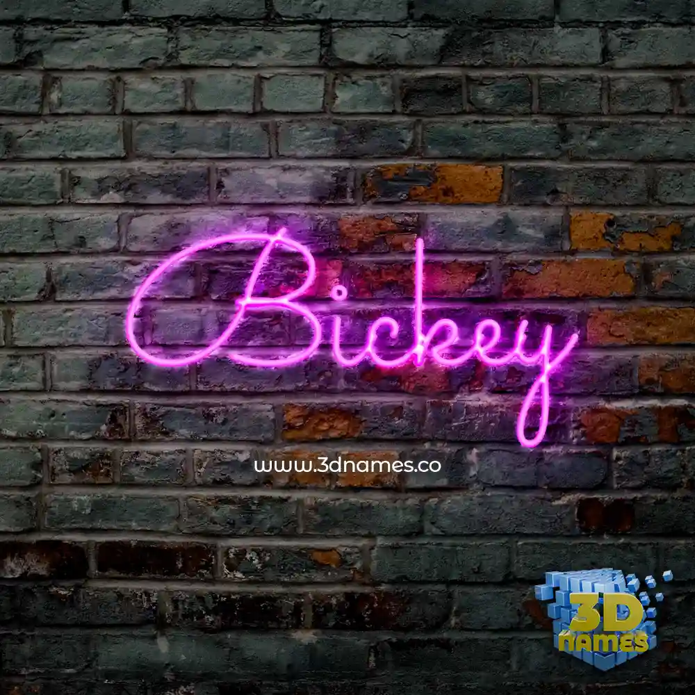 bickey in Pink Neon style - 3D name wallpaper