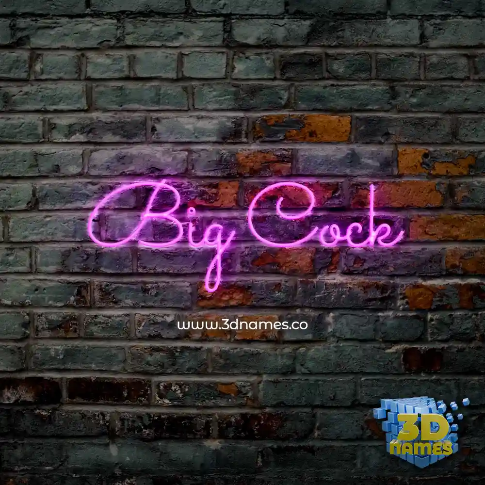 big cock in Pink Neon style - 3D name wallpaper