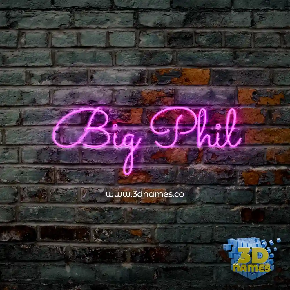 big phil in Pink Neon style - 3D name wallpaper