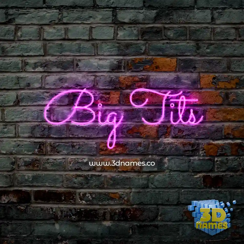 big tits in Pink Neon style - 3D name wallpaper