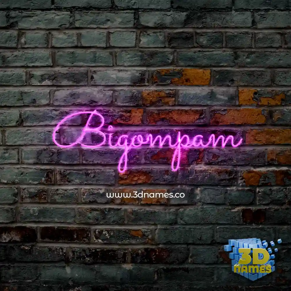 bigompam in Pink Neon style - 3D name wallpaper