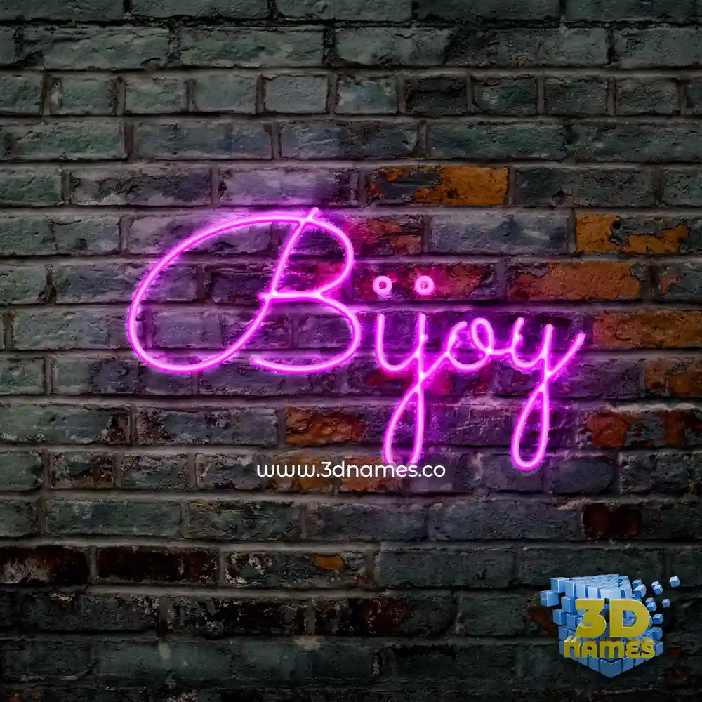 bijoy in Pink Neon style - 3D name wallpaper