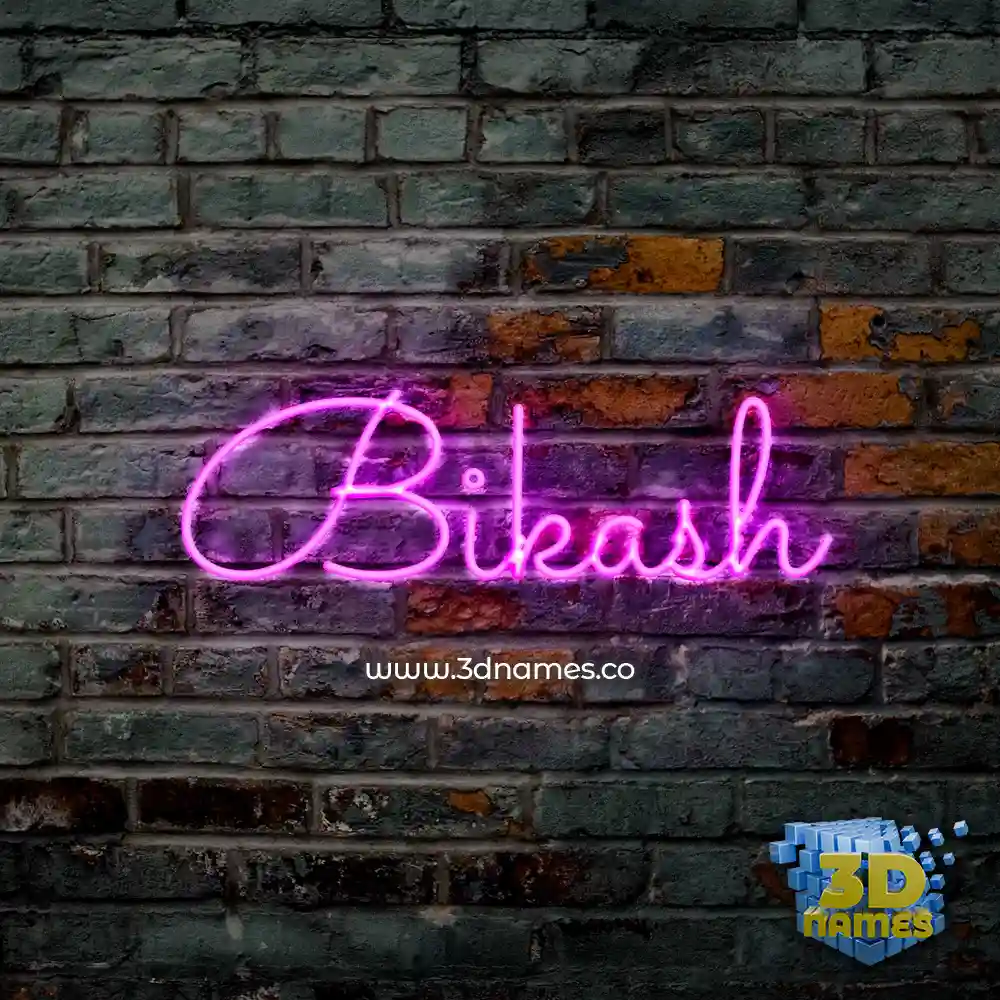 bikash in Pink Neon style - 3D name wallpaper