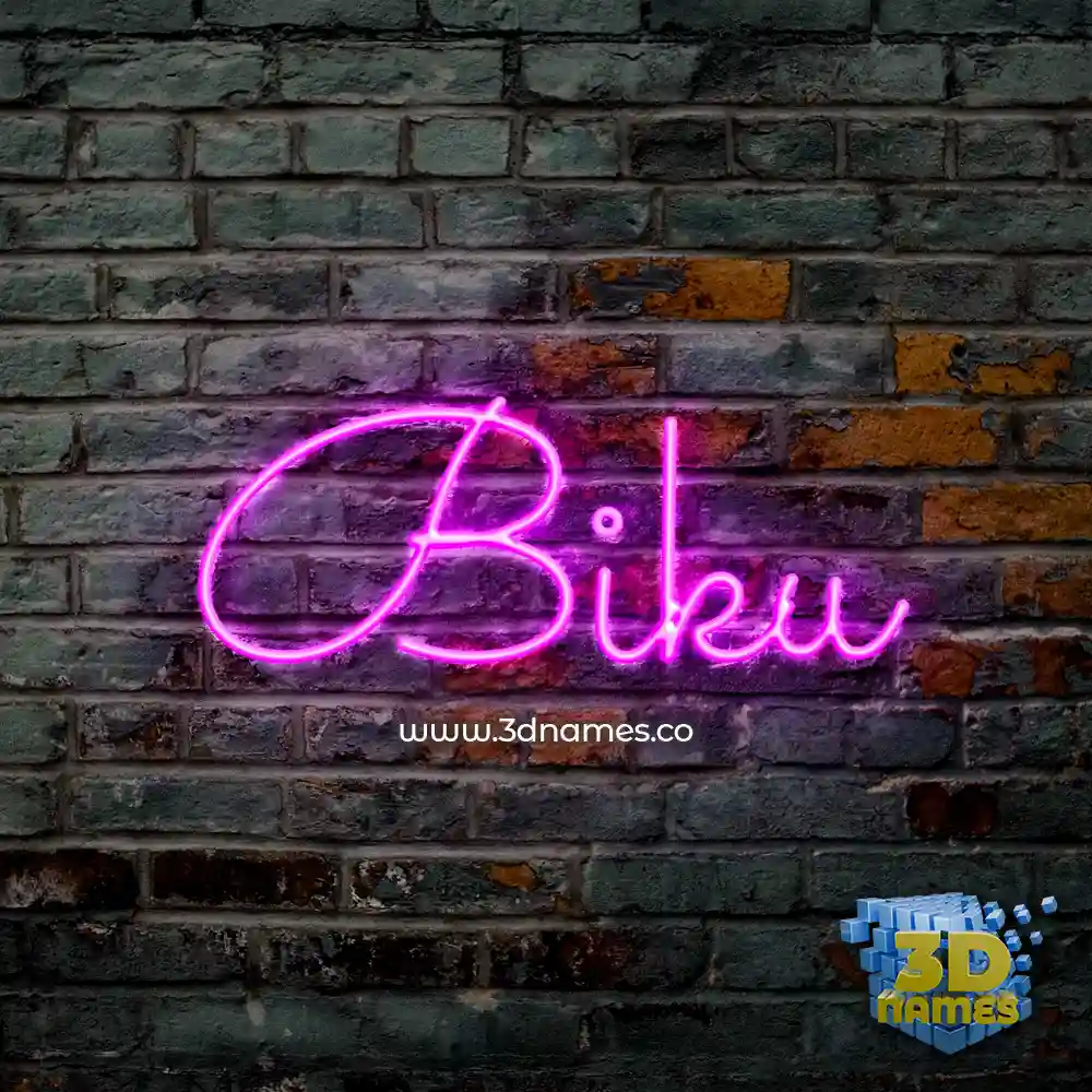 biku in Pink Neon style - 3D name wallpaper