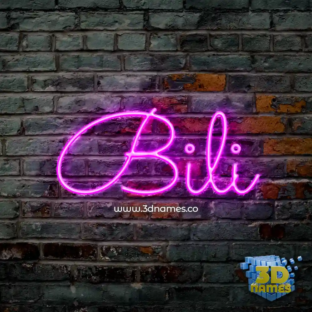 bili in Pink Neon style - 3D name wallpaper