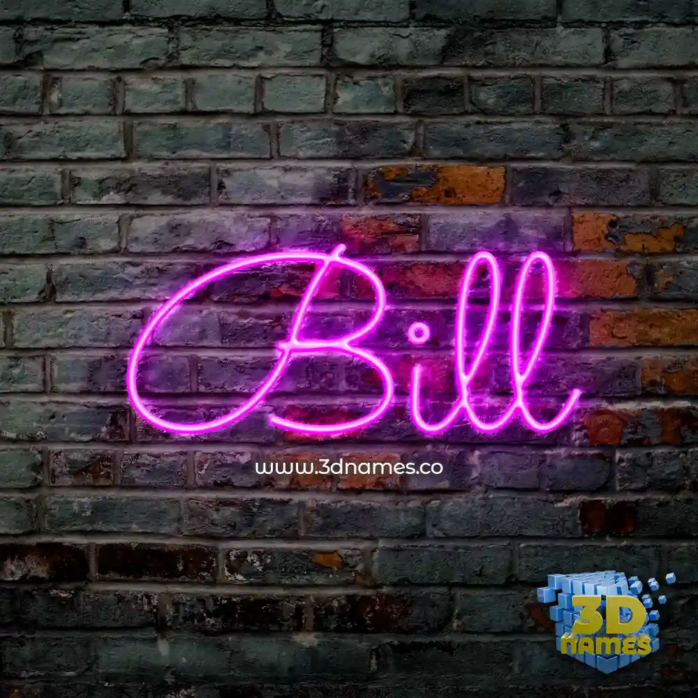 bill in Pink Neon style - 3D name wallpaper