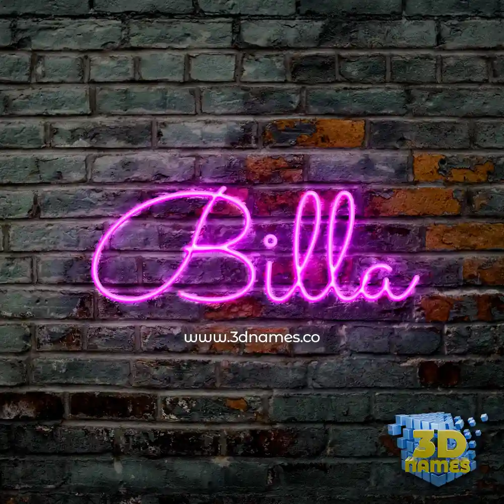 billa in Pink Neon style - 3D name wallpaper