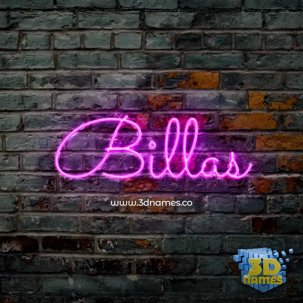 billas in Pink Neon style - 3D name wallpaper