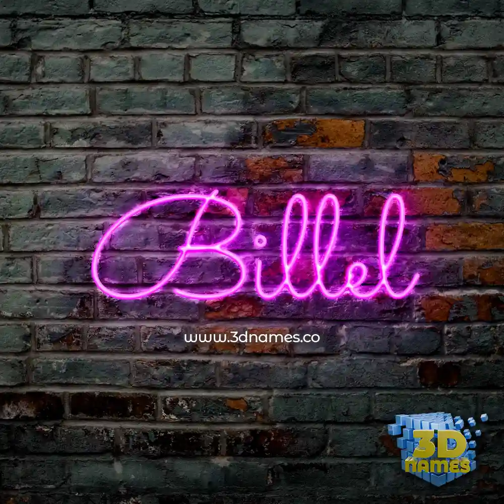 billel in Pink Neon style - 3D name wallpaper