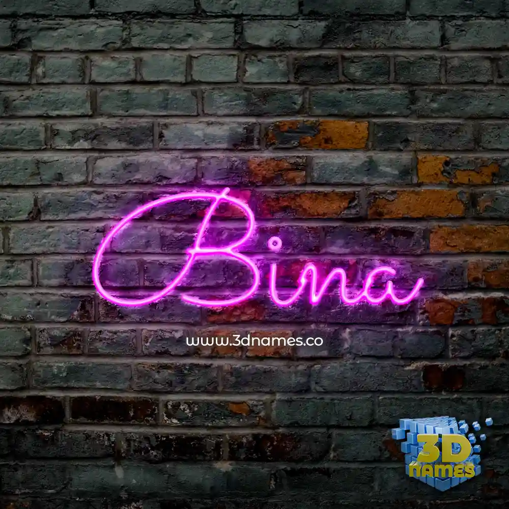 bina in Pink Neon style - 3D name wallpaper