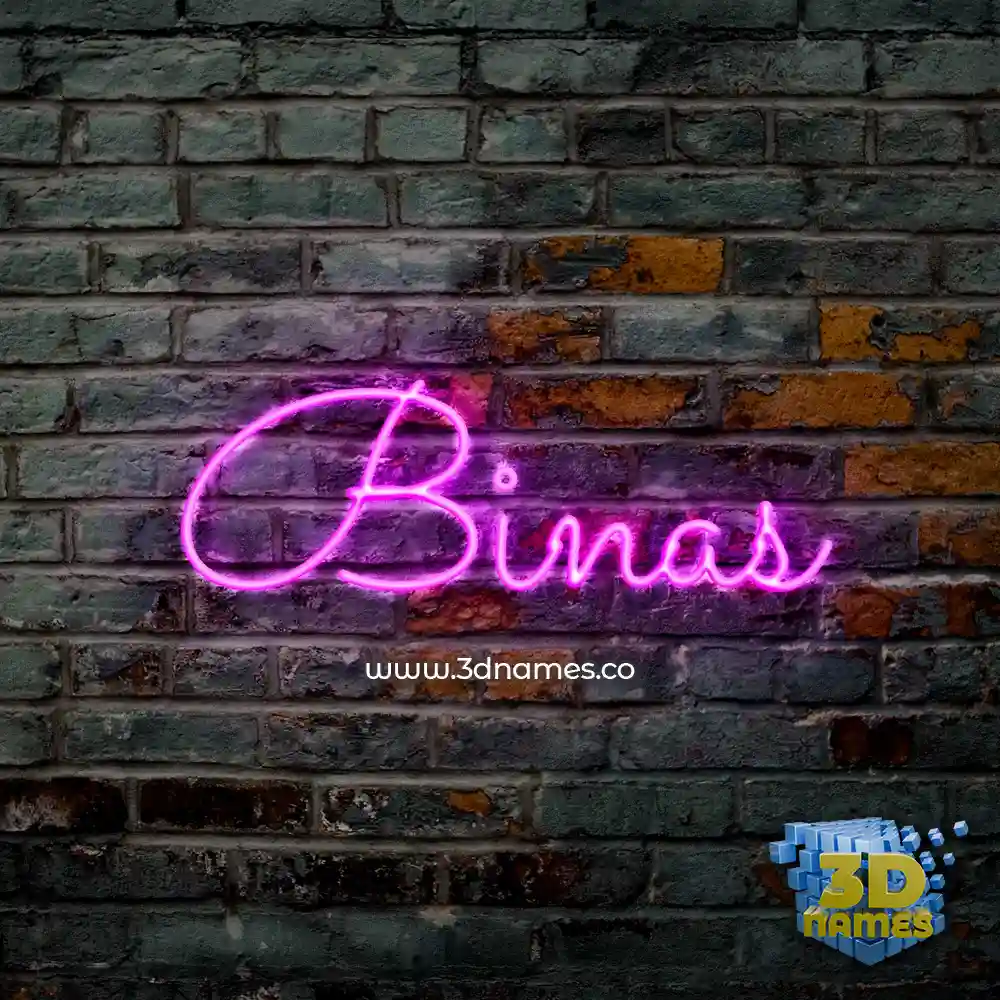binas in Pink Neon style - 3D name wallpaper