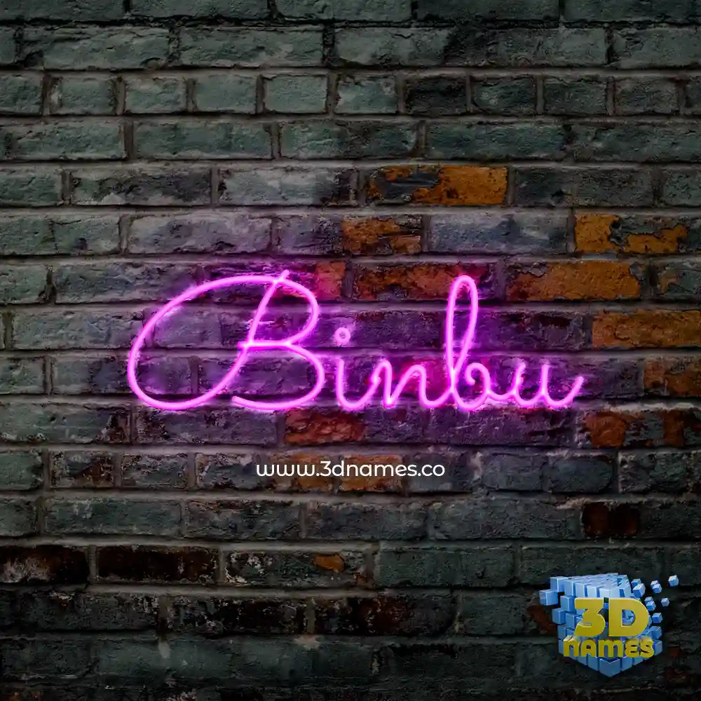 binbu in Pink Neon style - 3D name wallpaper