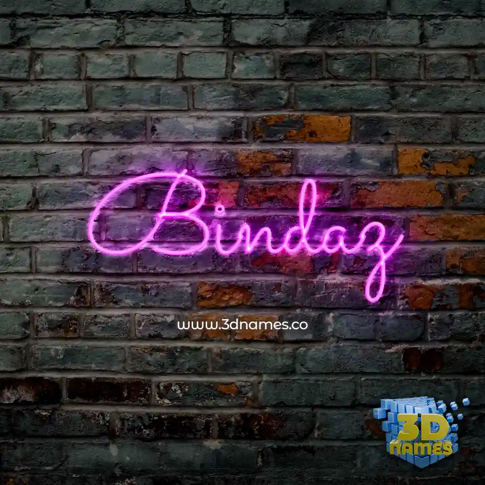 bindaz in Pink Neon style - 3D name wallpaper