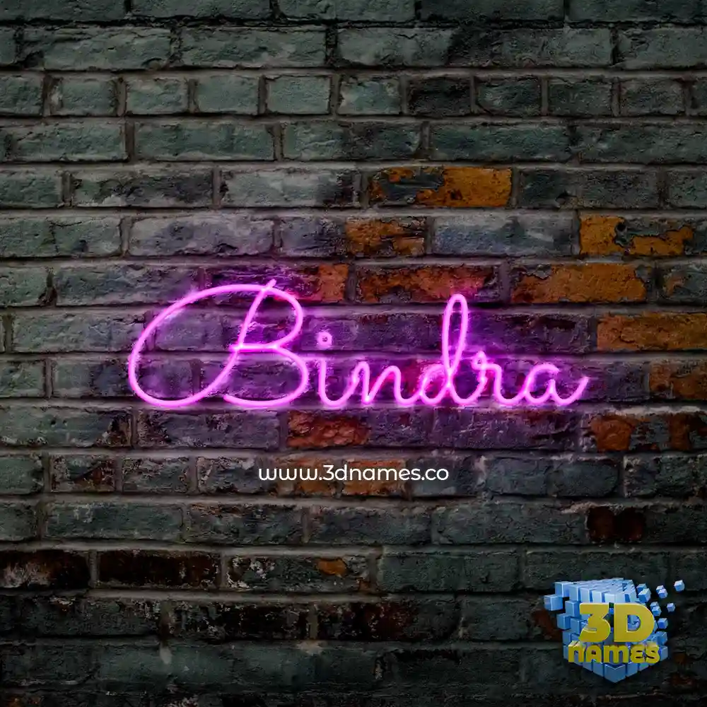bindra in Pink Neon style - 3D name wallpaper