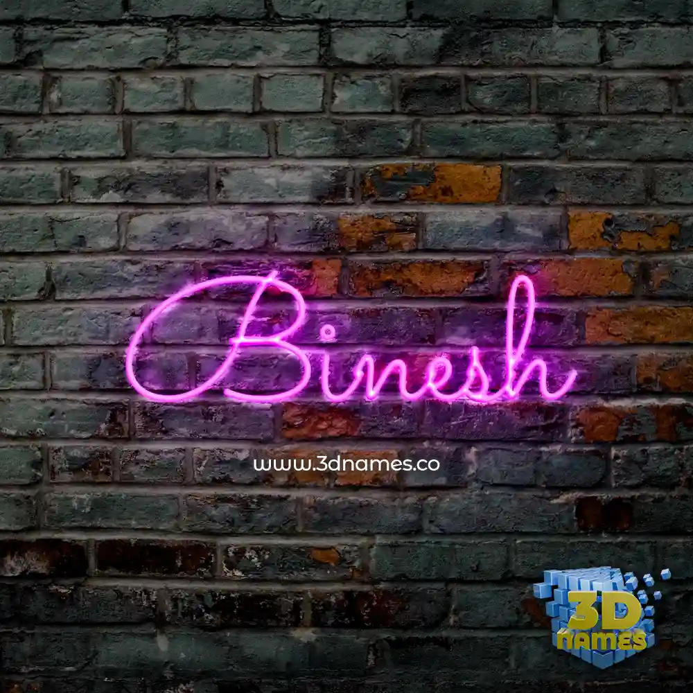 binesh in Pink Neon style - 3D name wallpaper