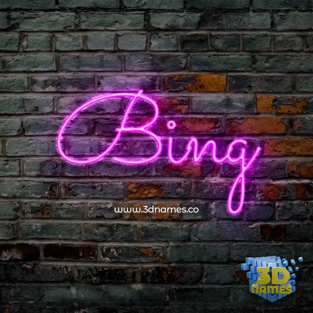 bing in Pink Neon style - 3D name wallpaper