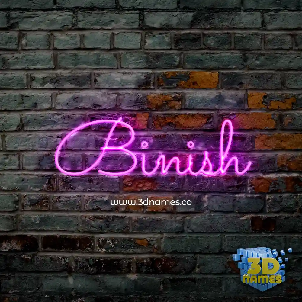 binish in Pink Neon style - 3D name wallpaper