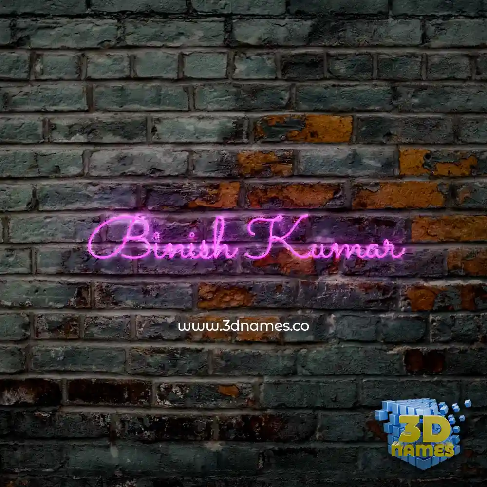 binish kumar in Pink Neon style - 3D name wallpaper