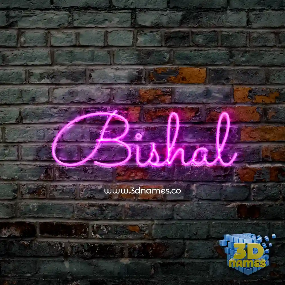 bishal in Pink Neon style - 3D name wallpaper