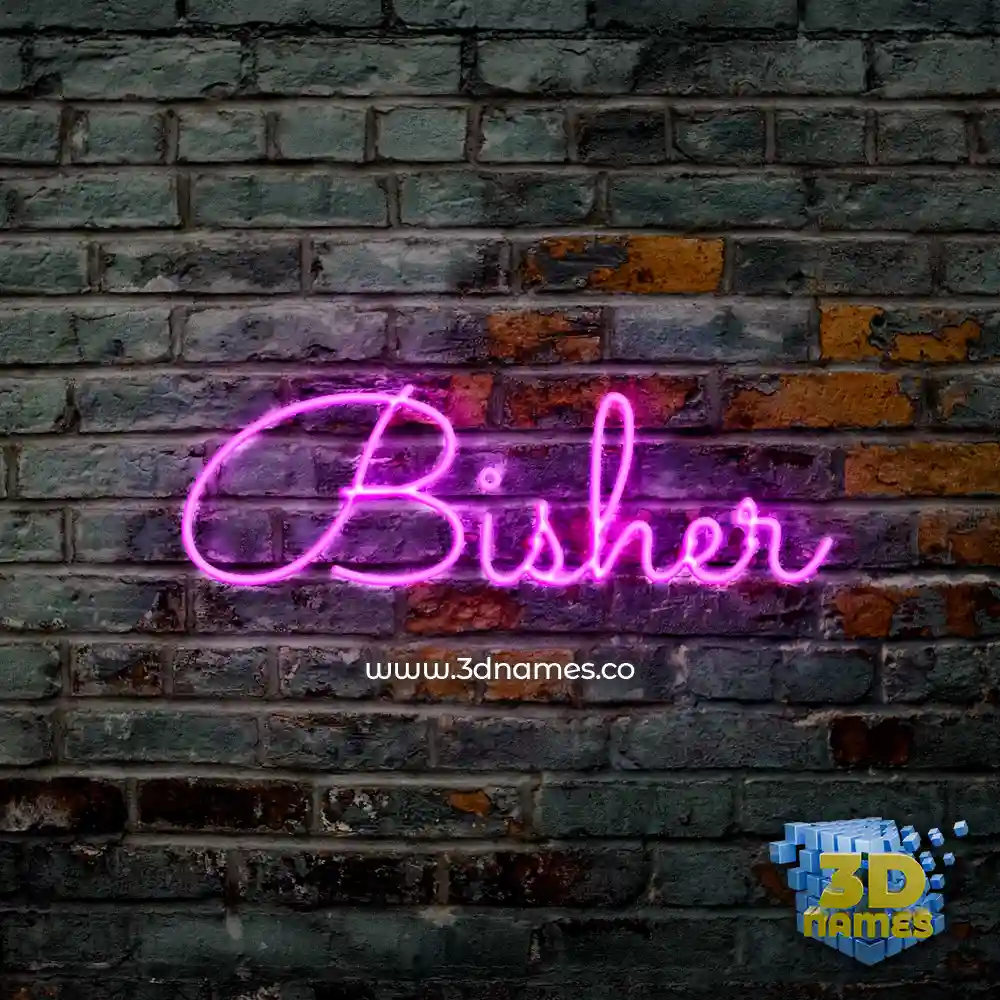 bisher in Pink Neon style - 3D name wallpaper