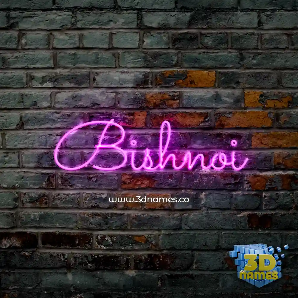bishnoi in Pink Neon style - 3D name wallpaper